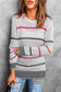 Gray Ribbed Knit Striped Sweater