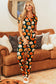 Pumpkin Printed Short Sleeve Top and Pants Lounge Set