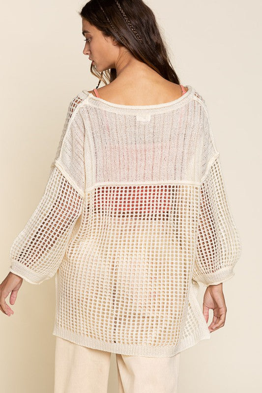 Oversized Fit See-through Pullover Cover Up