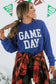 Bluing Corded GAME DAY Graphic Long Sleeve Crewneck Top