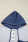 White Corded Colorblock Patch Pocket Drawstring Hooded Top