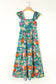 Green Floral Print Sleeveless Ruffle Tiered Maxi Dress