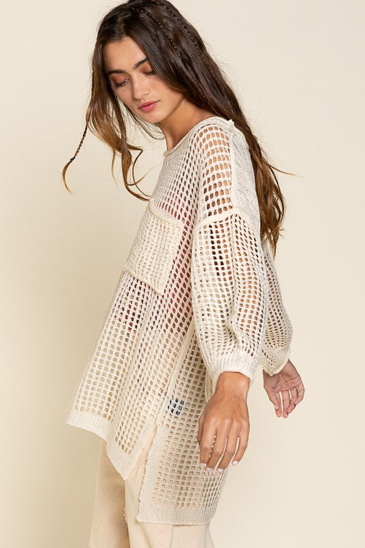 Oversized Fit See-through Pullover Cover Up