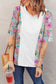 White Floral Print Patchwork Short Sleeve Top