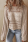 Smoke Gray Hollow-out Cable Knit Cropped Sweater