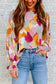 Multicolor Abstract Printed Long Sleeve Blouse