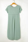 Grass Green V Neck Hidden Pocket Splits Maxi T-shirt Dress