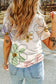 Beige Summer Flower Print Casual Round Neck T Shirt