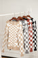 Khaki Checkered Print Drop Shoulder Round Neck Sweater