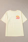 Yellow Cream Back LET'S WATCH THE SUNSET Print Half Sleeve Tee