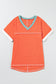 Grapefruit Orange Contrast Trim Exposed Seam V Neck T-shirt