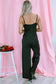 Black Lace V Neck Bodice Spaghetti Straps Wide Leg Jumpsuit