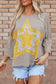 Medium Grey Floral Starbust Exposed Seam Mineral Wash Top