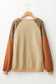 Khaki Lace Patchwork Colorblock Drop Shoulder Sweatshirt