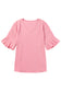 Peach Blossom Ruffled Half Sleeve V Neck Textured Plus Top