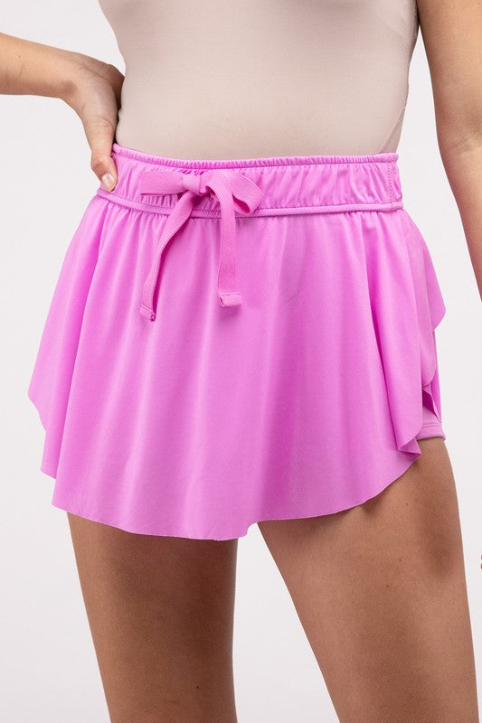 Zenana Ruffle Hem Tennis Skirt with Hidden Inner Pockets