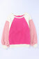 Rose Colorblock Long Sleeve Pullover Fleece Sweatshirt