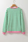 Bright Green Striped Contrast Edge Long Sleeve Top