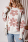 White Textured Flower Drop Shoulder Loose Sweater