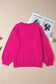 Strawberry Pink Pearled Decor Raglan Sleeve Plus Size Sweater