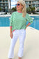 Bright Green Striped Contrast Edge Long Sleeve Top