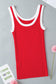 Fiery Red Colorblock Edge Ribbed Knit U Neck Tank Top