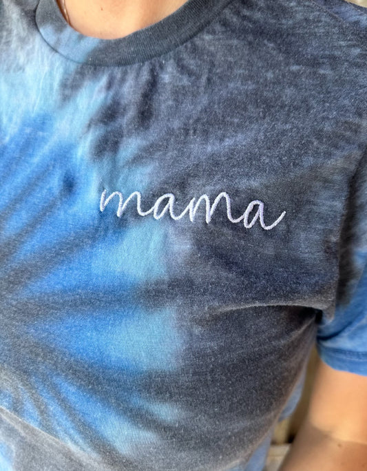 Embroidered Mama Tie Dye Tee