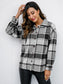 Shiny Plaid Button Up Collared Neck Jacket