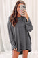 Gray Waffle Knit High Slits Oversized Top