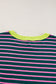 Green Stripe Oversized Contrast Trim Exposed Seam High Low T Shirt