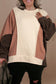 Brown Exposed Seam Colorblock Plus Size Hoodie