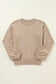 Smoke Gray Pearled Drop Shoulder Round Neck Sweater