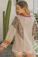 Khaki Leopard Serape Patchwork Exposed Stitching Pullover Top