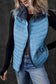 Sky Blue Plush Collared Quilted Zipped Puffer Vest