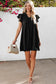 Black Ruffle Sleeve V Neck Frilled Shift Dress