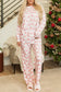 Pink Santa Claus Striped Print Loose Fit Two Piece Lounge Set