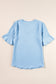 Beau Blue Ruffled Half Sleeve V Neck Textured Top