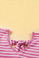 Pink Stripe Butterfly Sleeve V Neck Hollowed Knot Back T Shirt