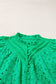 Green Flower Embroidered Hollow-out Puff Sleeve Blouse