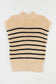 Parchment Striped Ribbed Knit High Neck Sweater