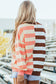 Brown Stripe Color Block Drop Shoulder Pullover Sweatshirt