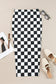 White Checkered Print Side Slit High Waist Midi Skirt