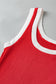 Fiery Red Colorblock Edge Ribbed Knit U Neck Tank Top