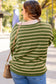 Green Stripe Drop Shoulder Casual Sweater