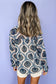 Blue Tribal Pattern Buttoned Front Loose Shirt