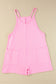 Pink Sleeveless Pocketed V Neck Jersey Romper