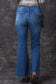 Blue Elastic High Waist Flare Jeans