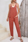 Gold Flame Side Pockets Harem Pants Sleeveless V Neck Jumpsuit