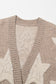 Khaki Sherpa Star Pattern Textured Sweater Cardigan with Pockets