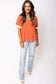 Grapefruit Orange Contrast Trim Exposed Seam V Neck T-shirt